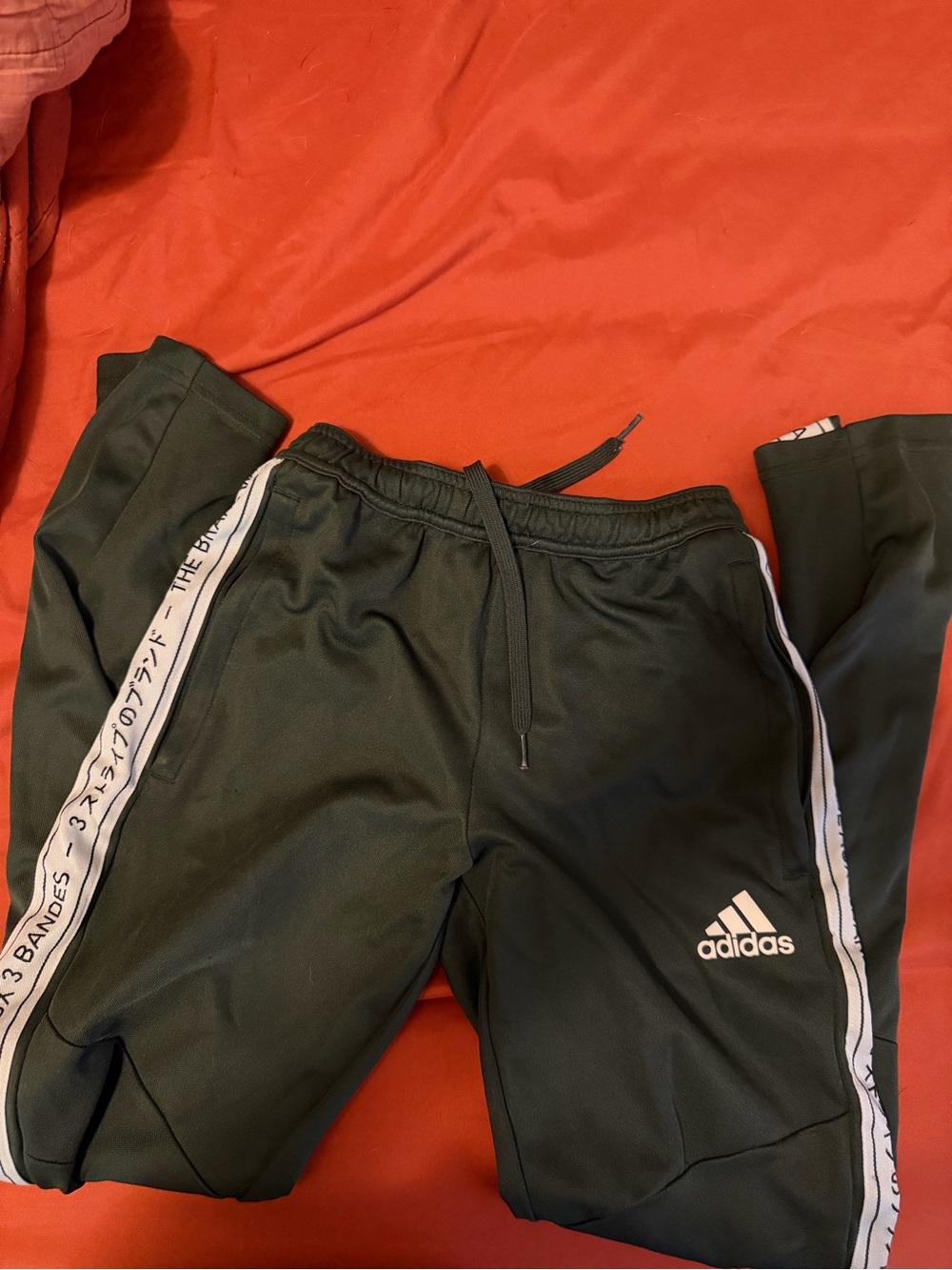 adidas green Jogger Sweatpants with White Side Tape